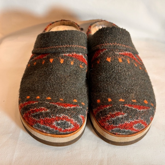 MERRELL Sz 8 Juno Wool Slip-On Sherpa Lined Clogs Colourful Pattern Round Toe - Picture 2 of 8